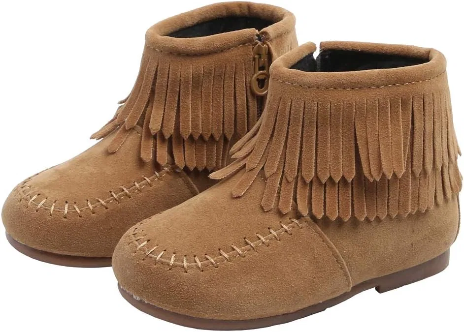 Детские сапоги для девочек с кисточками Lakiolins, Khaki