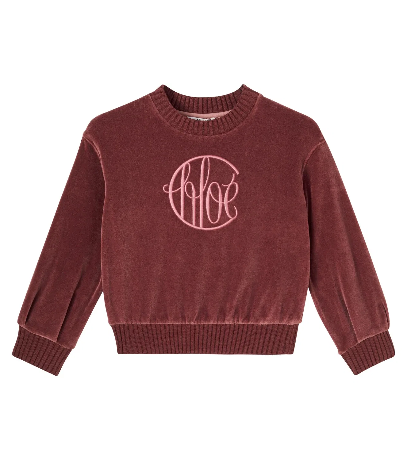 Свитер хлопковый с логотипом Chloé Kids, бордовый