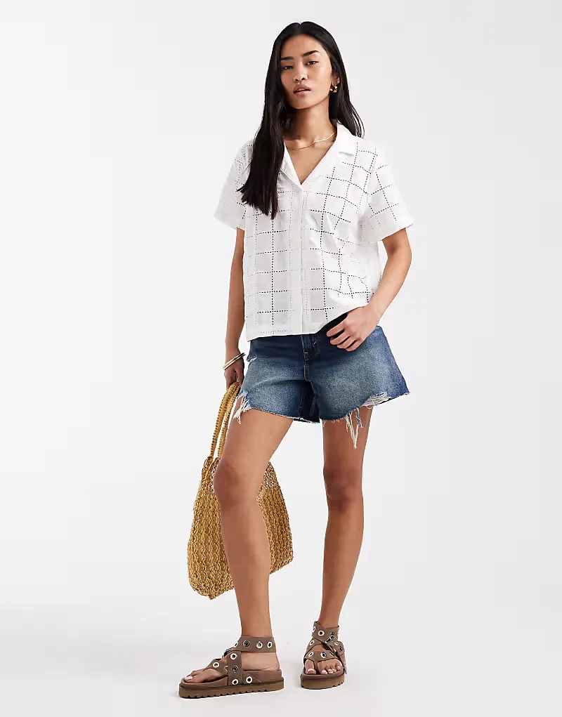 Рубашка boxy с вышивкой гладью Levi's, белый — фото 2