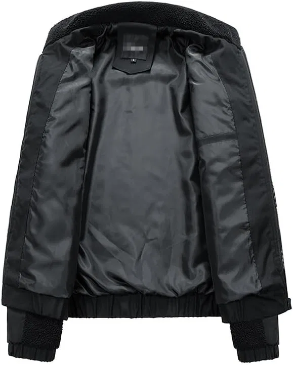 Мужское зимнее флисовое пальто, Slim Fit, на молнии, ветрозащитное, кэмел — фото 3