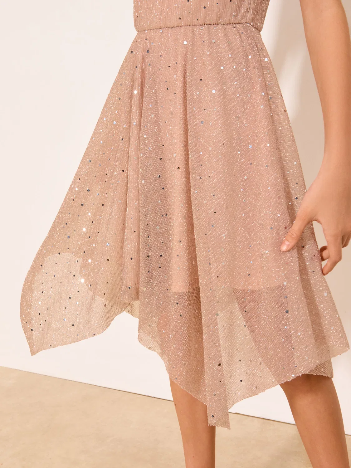 Платье для особых случаев с блестками, модель Hanky Hem Halter Lipsy, Pink Sparkle — фото 4