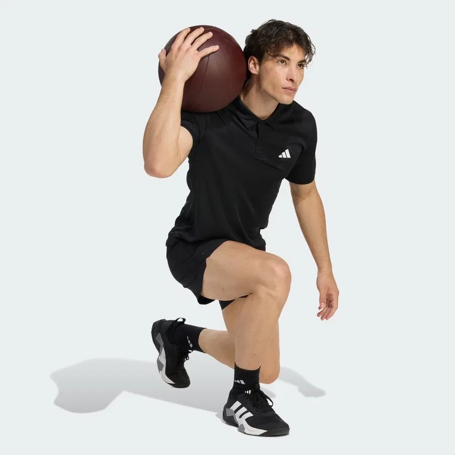 Мужское поло для фитнеса с технологией CLIMACOOL adidas Workout Essentials Base, Черный — фото 2
