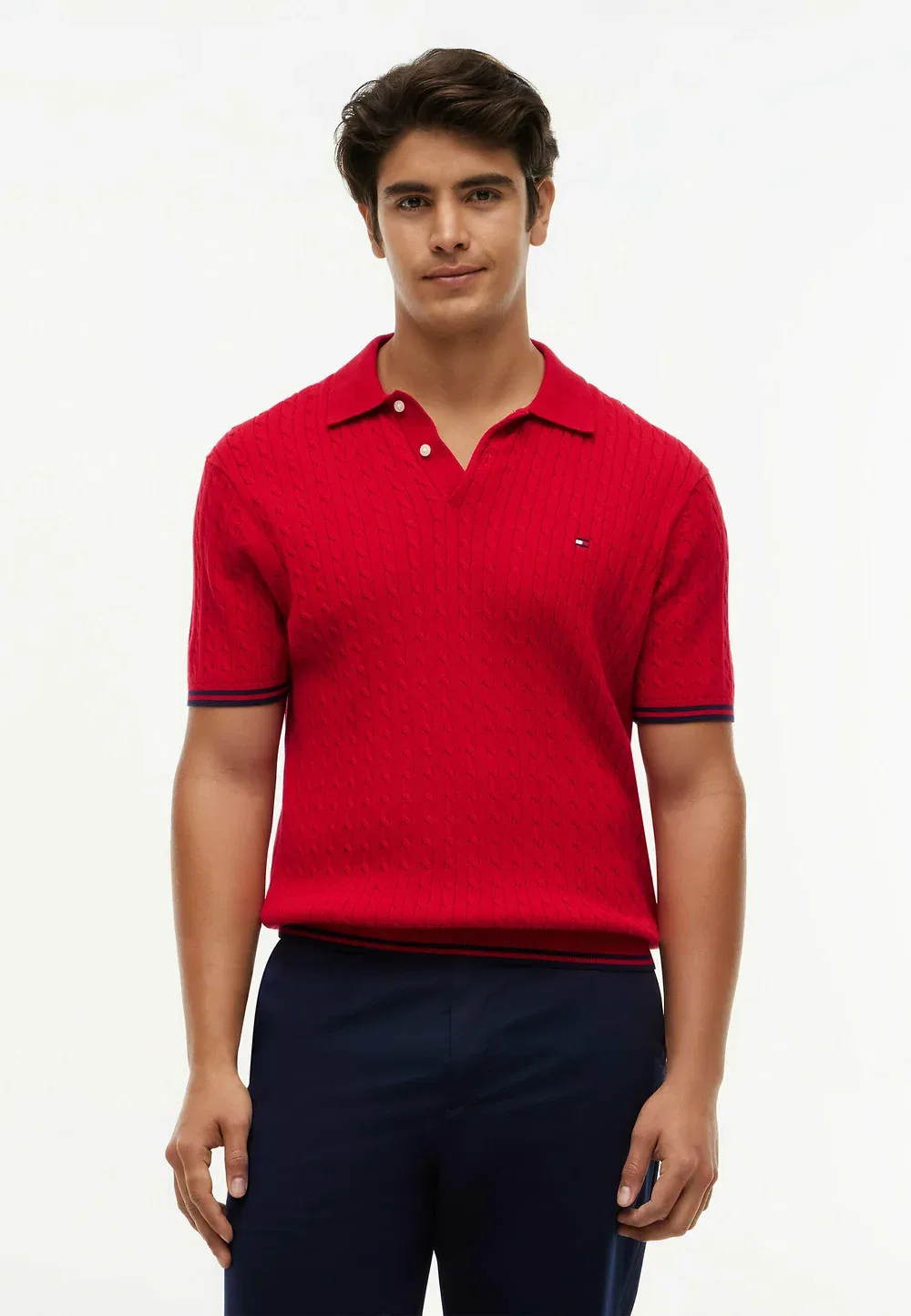 Поло с косами и короткими рукавами - базовый стиль - рубашка поло Tommy Hilfiger, Medium Red