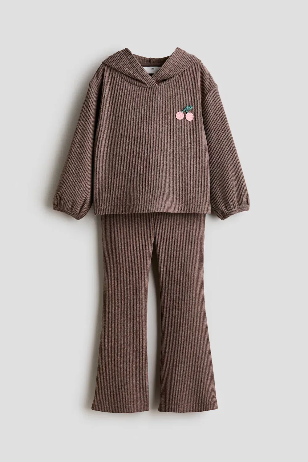 Комплект из двух предметов из ребристой вязки H&M, Dunkles Graubraun/Kirschen