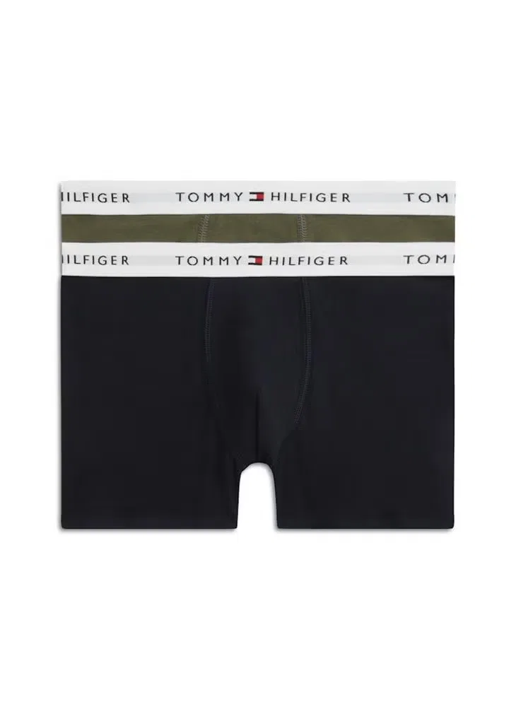 Трусы-боксеры с логотипом на поясе, комплект из 2 штук, Tommy Hilfiger, небесно-голубой