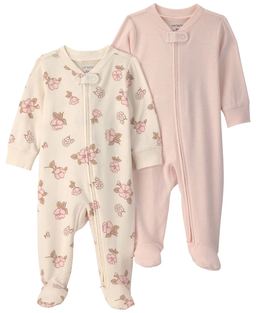 Комплект пижам-слипов с длинным рукавом, 2 шт Carter's, Ivory Pink