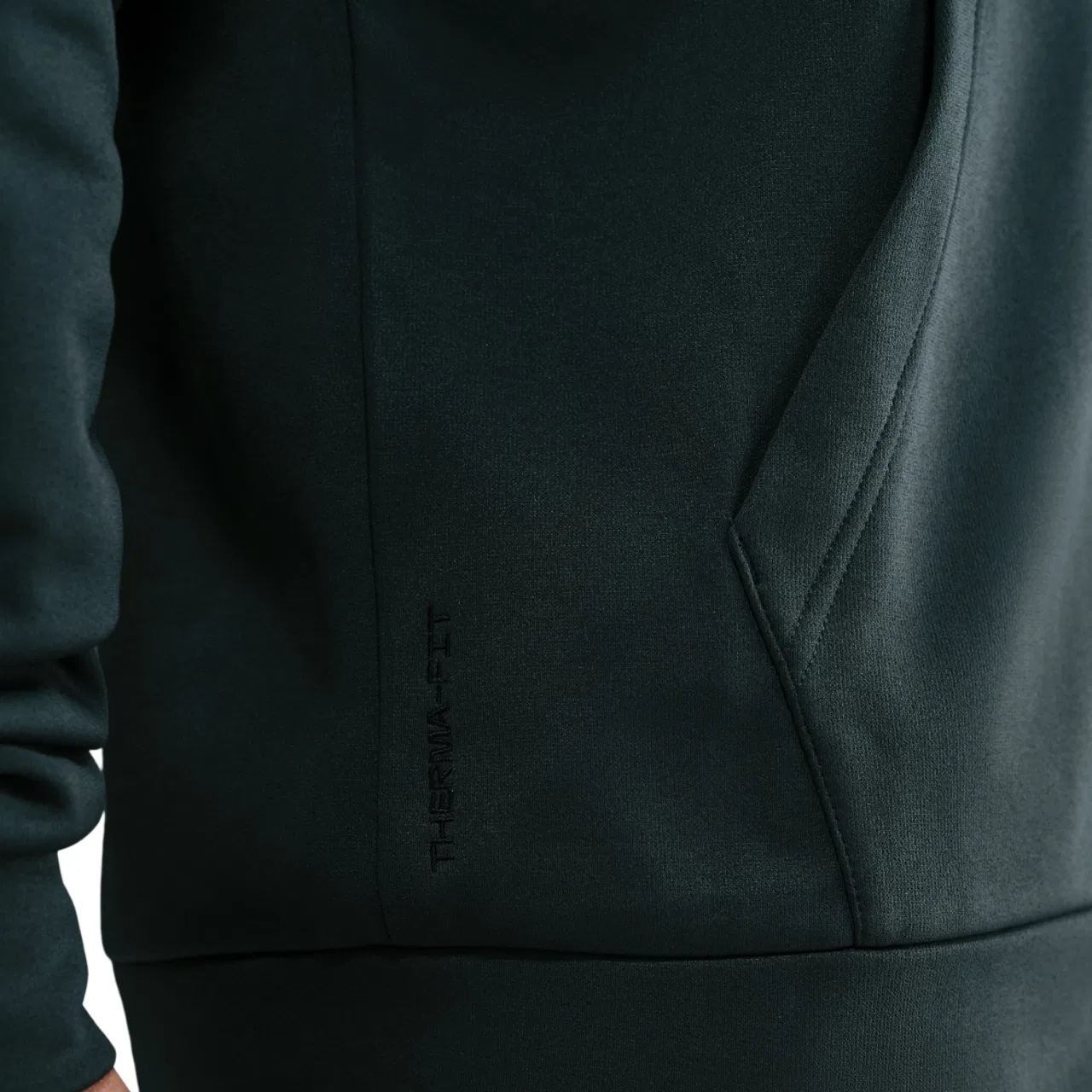 Мужское худи на молнии с технологией Therma-FIT Therma Fleece Full-Zip Hoodie Nike, Black/Seaweed — фото 3