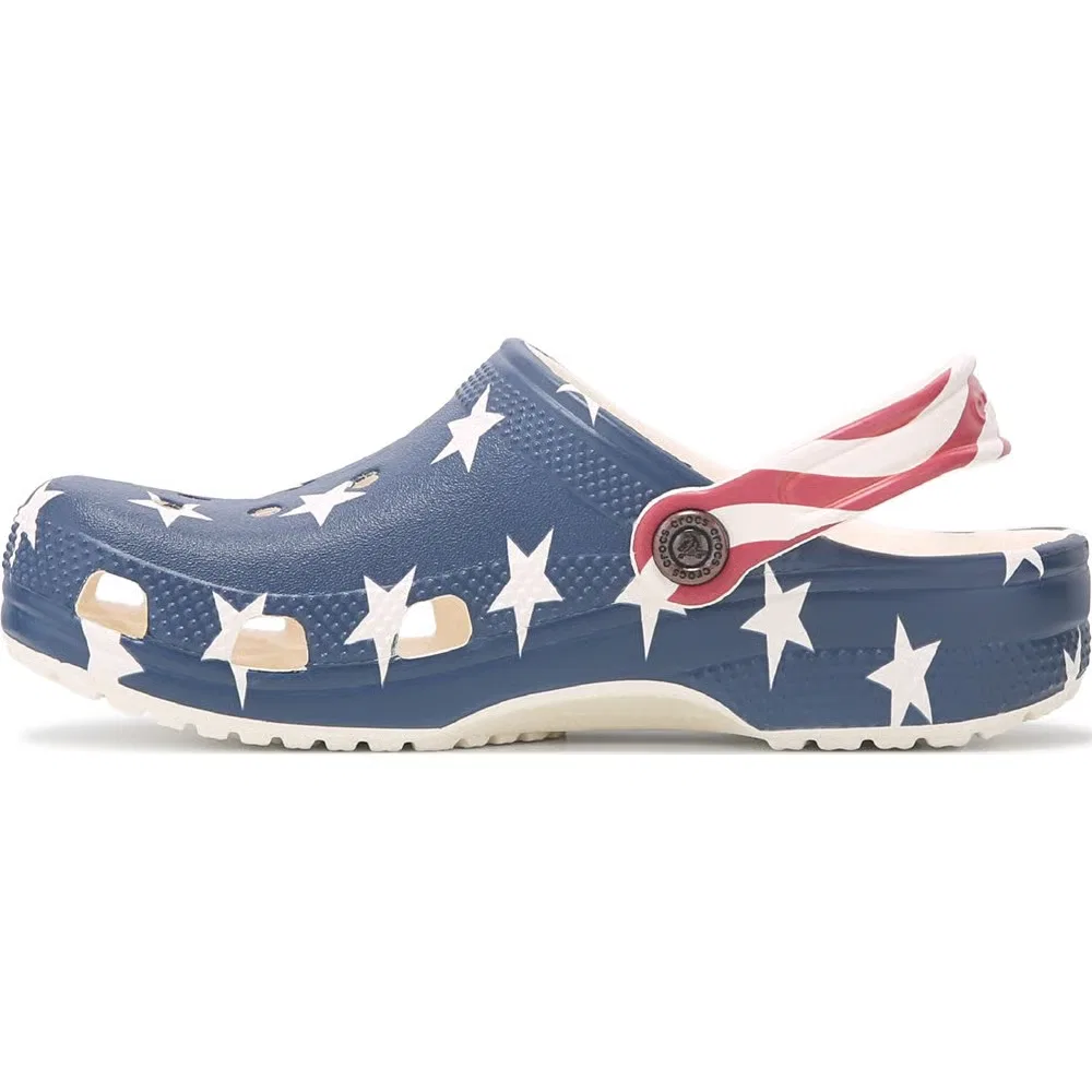 Детские классические сабо с графическим рисунком Crocs, Chalk Americana Mult — фото 3