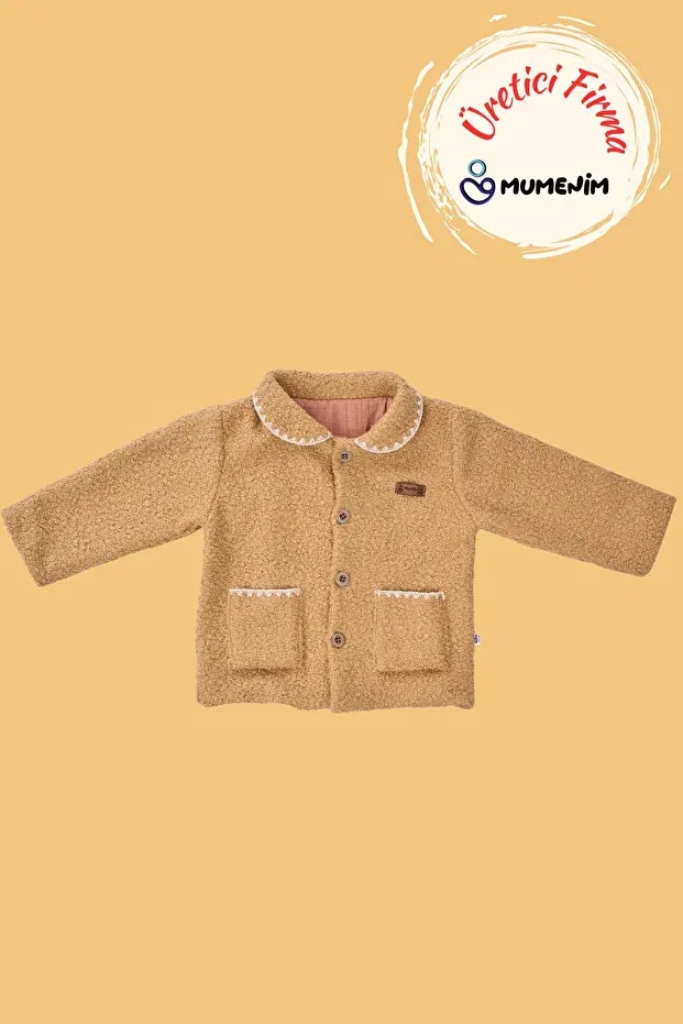 Детское пальто для девочек из плюша Mumenim, Tan Color — фото 3