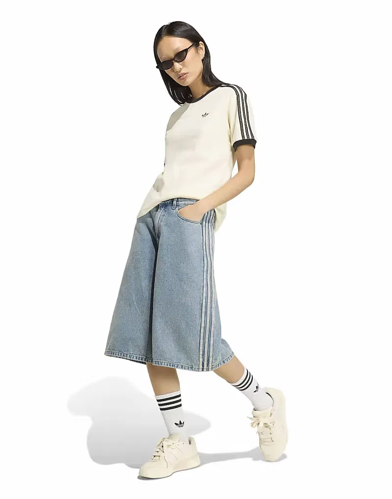 Футболка Adidas Originals с тремя полосками кремово-белого — фото 3