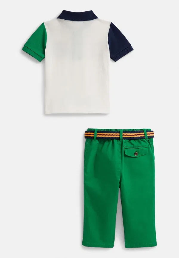 Комплект из поло и брюк, пике Polo Ralph Lauren, зеленый/белый/мультиколор — фото 2