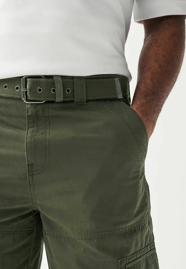Шорты хлопковые Regular fit Next, Khaki Green, зеленый/хаки — фото 4