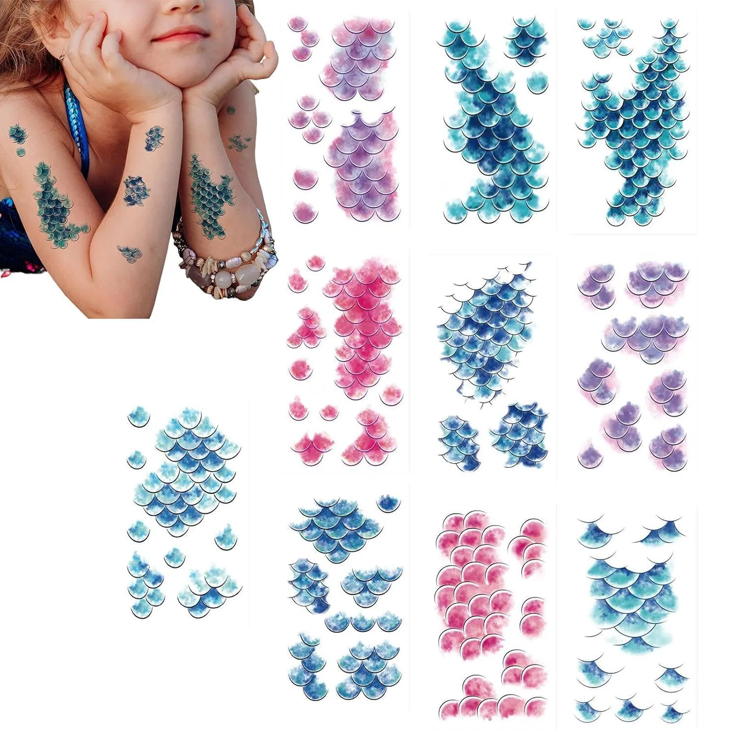 Наклейки для тела, 3D эффект чешуи, 10 шт, 50 г Generisch
