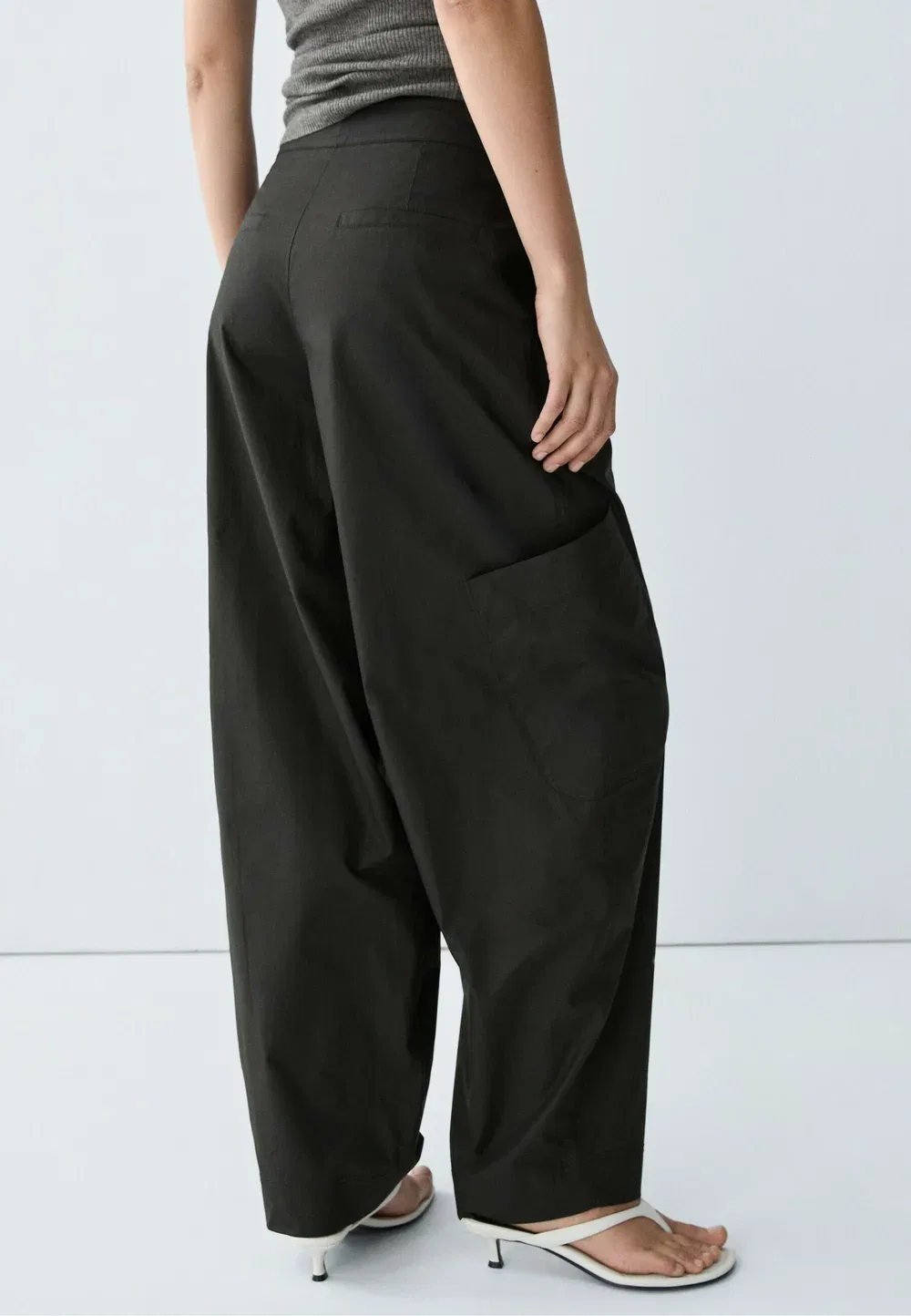 Брюки-Карго бочкообразной формы Massimo Dutti, Black — фото 3
