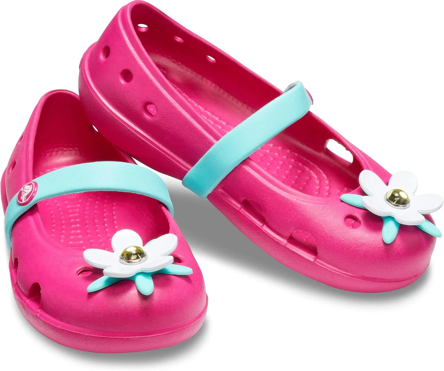 Детские туфли-балетки с шармом Keeley для девочек Crocs, Candy Pink — фото 4