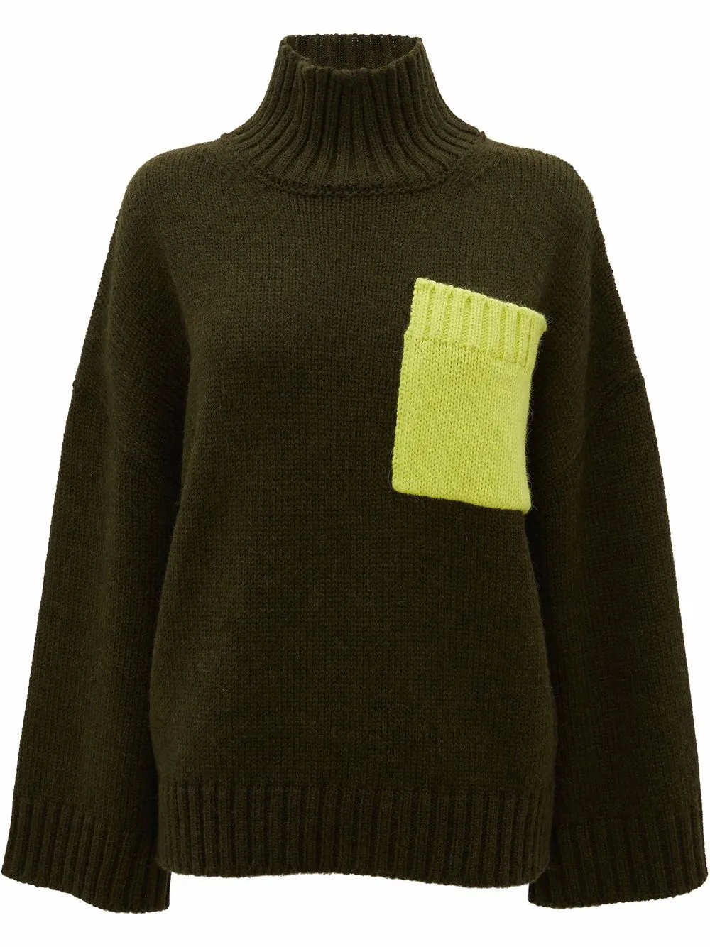 

Джемпер с высоким воротником и карманом JW ANDERSON, зеленый
