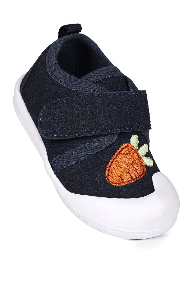 Детские тапочки для мальчиков с застежкой-липучкой Strawberry velcro baby boy first step slippers shoes Kiko Kids, Navy Blue