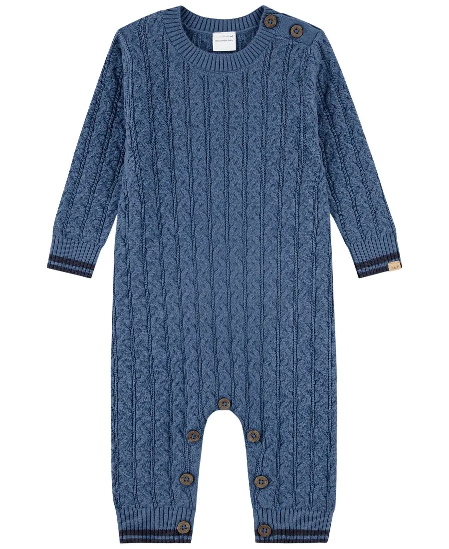 Комбинезон-слипер для малышей с длинным рукавом, модель Crewneck Sweater abercrombie kids, Moonlight Blue