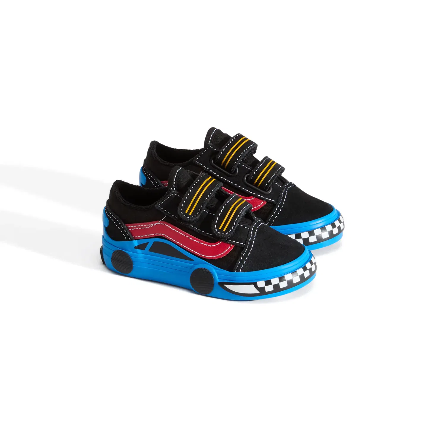 Детские кроссовки для мальчиков на липучках Old Skool Velcro Vans, Negro / Azul — фото 2