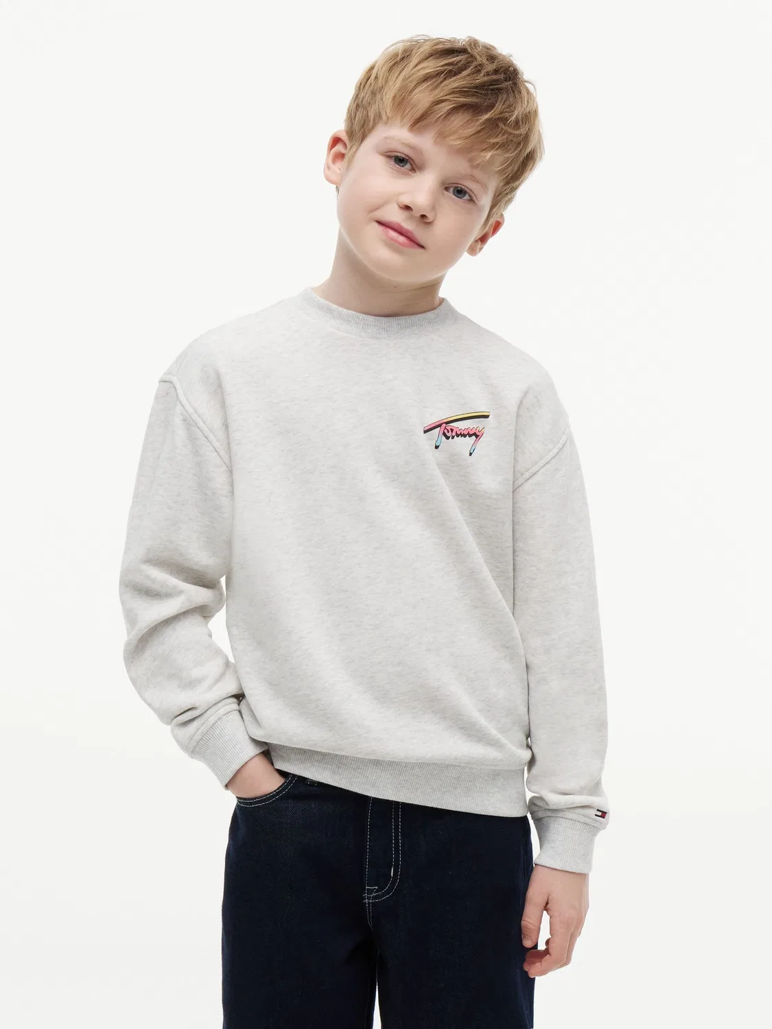Свитшот с логотипом на спине Tommy Hilfiger, серый