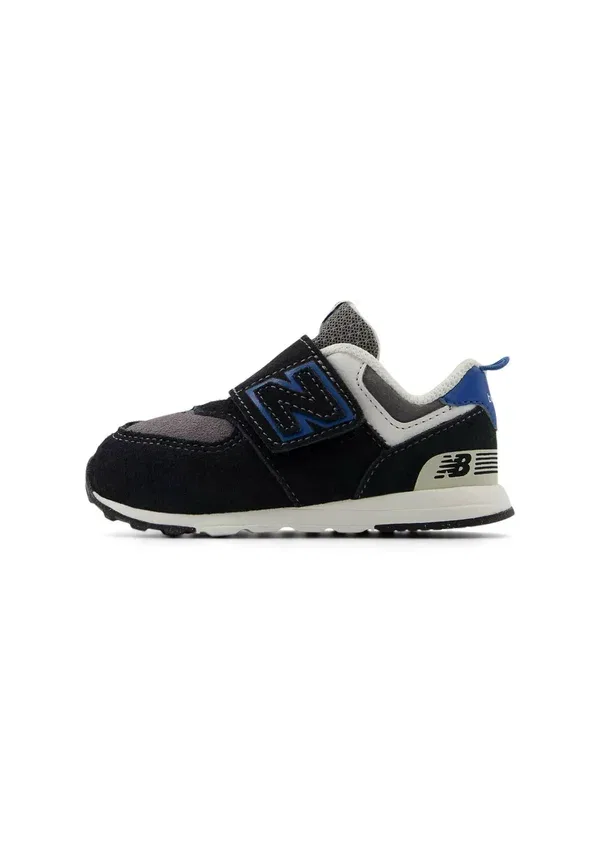 Кроссовки кожаные и текстильные 574 Hook & Loop New Balance Blue Agate, черный/синий