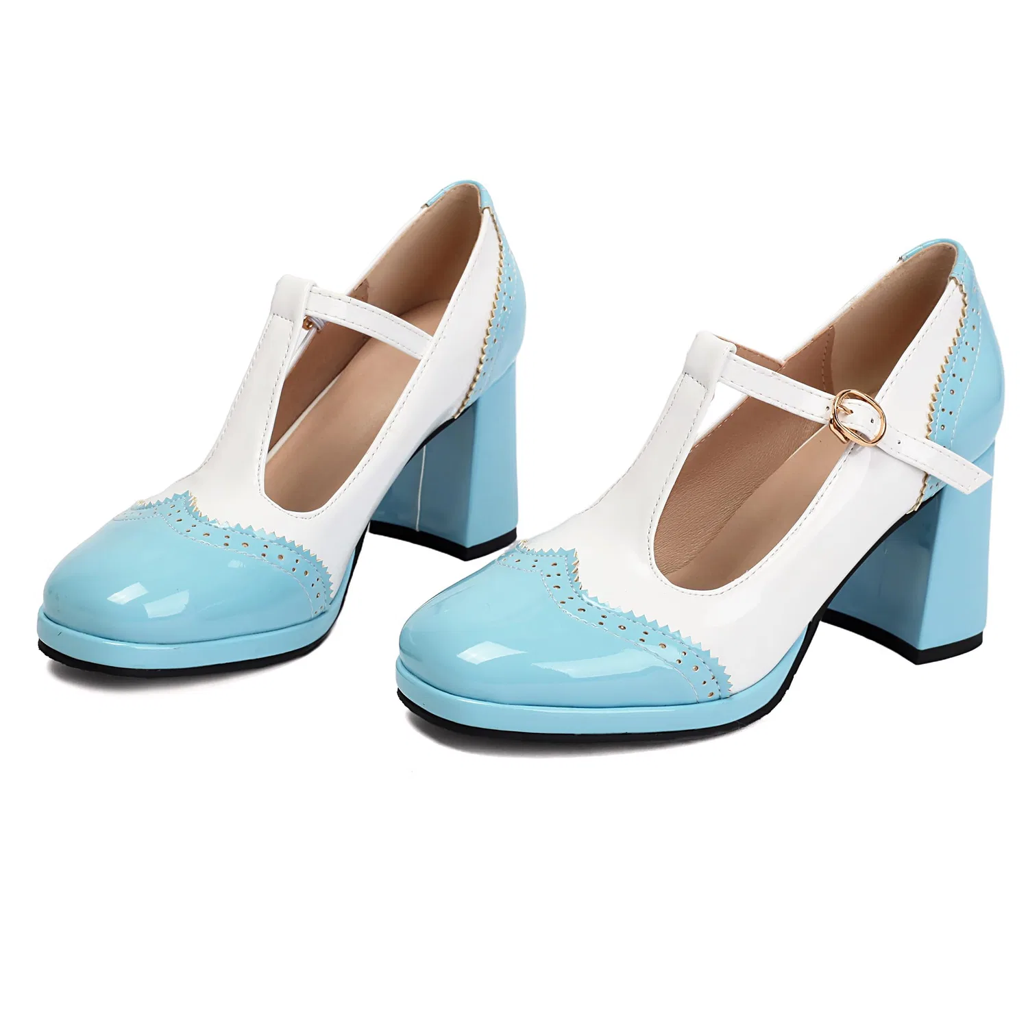 Детские туфли для девочек на платформе Mary Jane Ragazze Lolita Chunky Scarpe LarDorLin, Light Blu 1 — фото 2