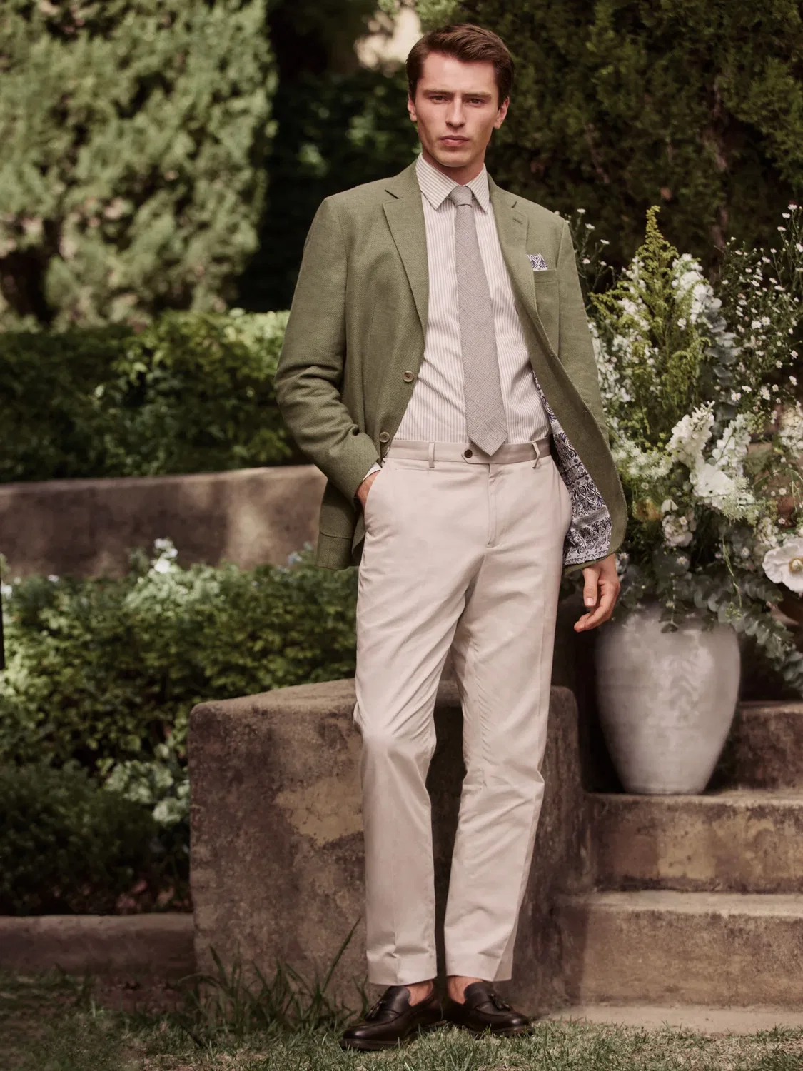 Блейзер из льняной смеси, Slim Fit Next, зеленый