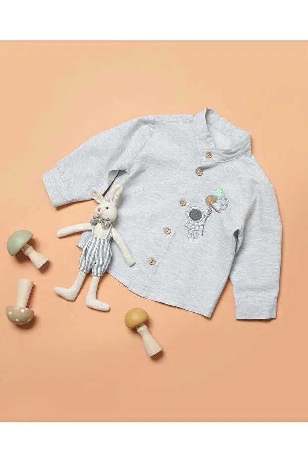 Детская рубашка для мальчиков с длинным рукавом Astronaut themed children's shirt 1Baby1Cat, Gri