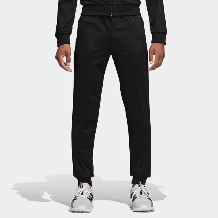 Мужские трикотажные спортивные штаны с манжетами Black Adidas, Черный — фото 4