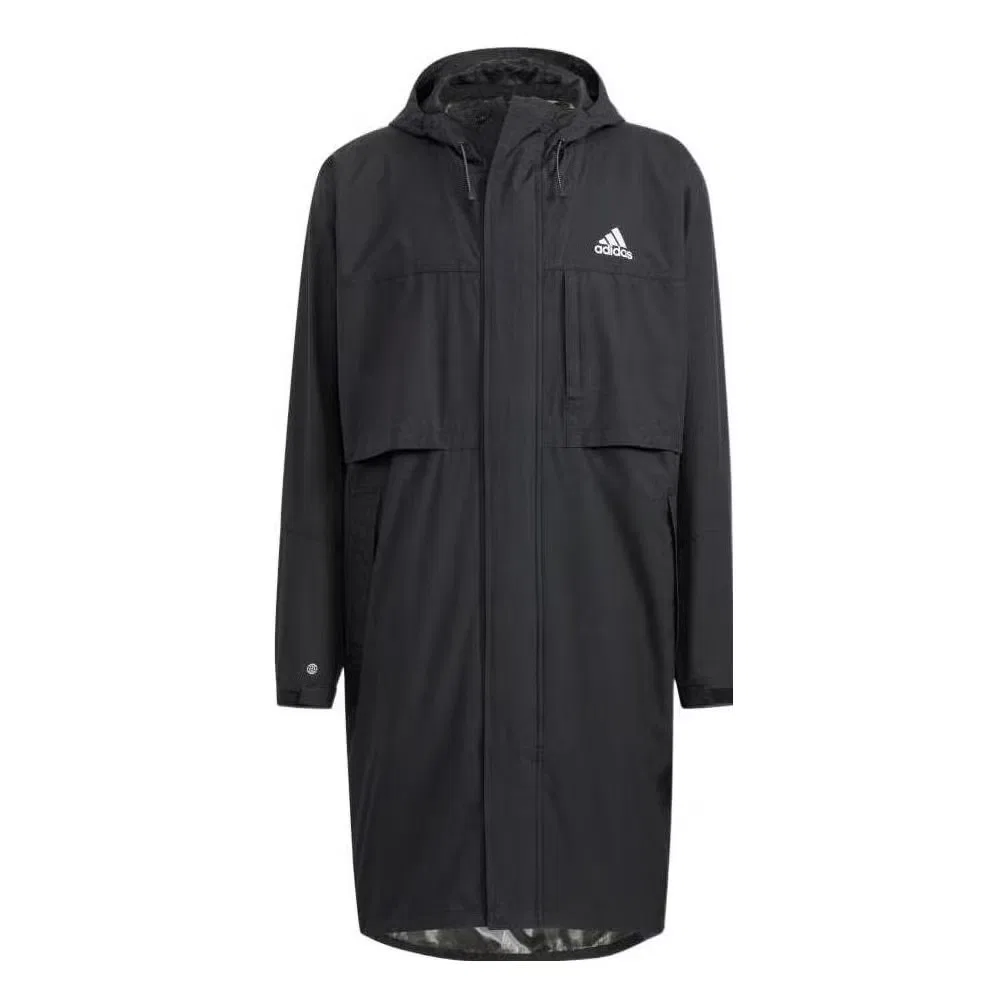 Ветровка удлиненная с капюшоном мужская Adidas, черный