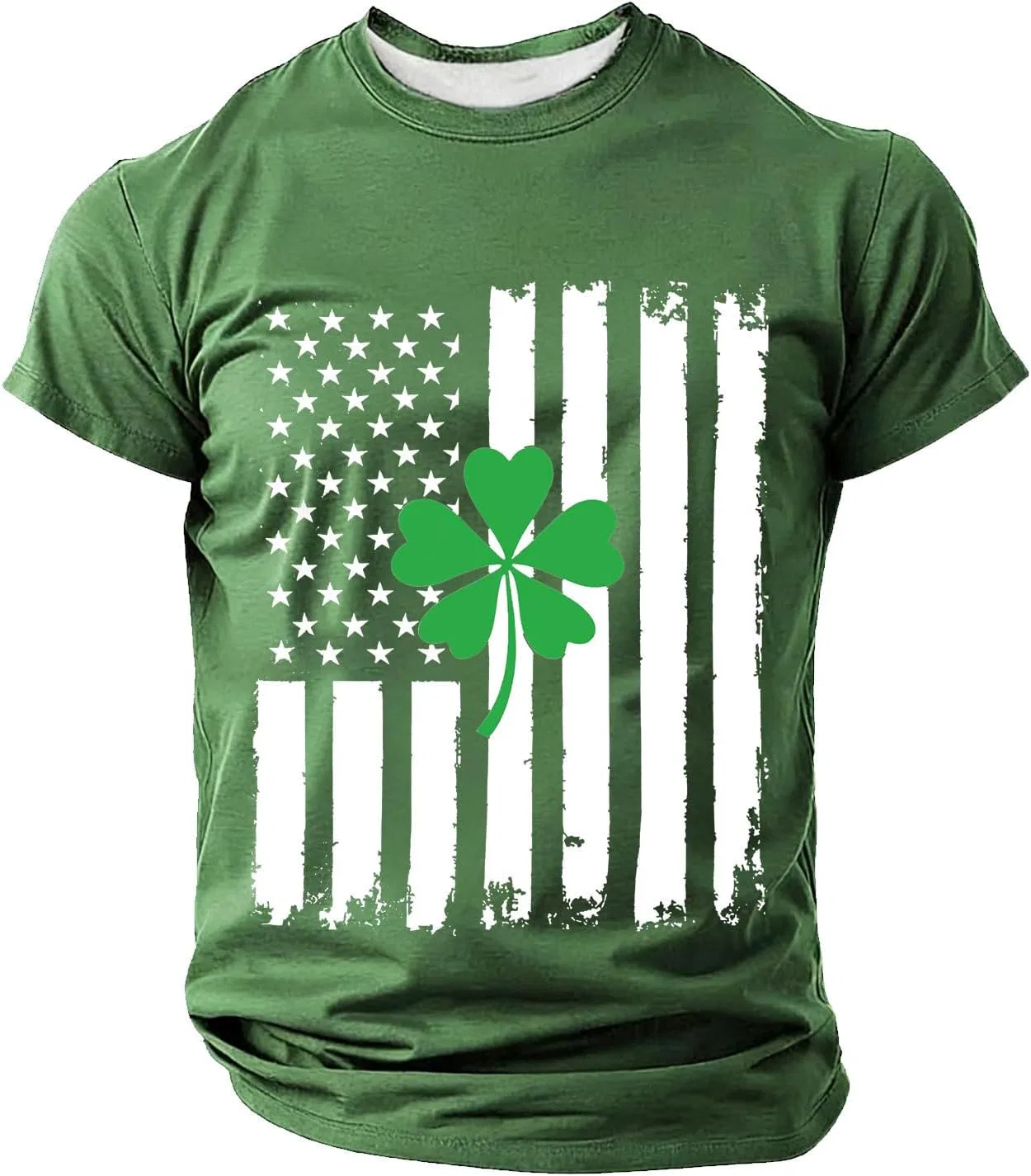 Мужская футболка с принтом клевер St. Patrick's Day, Army Green