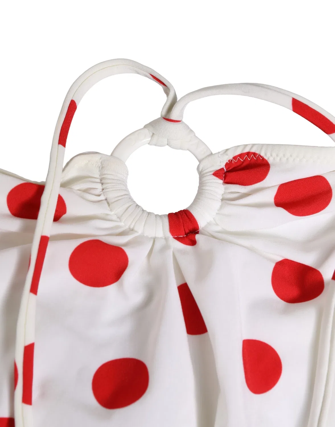 Женский купальник с принтом в горошек White Polka Dot One-Piece Swimsuit Dolce & Gabbana, White and Red — фото 2