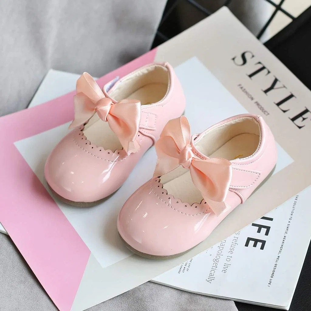 Детские туфли Мэри Джейн для девочек с бантом, модель Ballerina Princess Uniform Bowknot Flats, Pink — фото 2