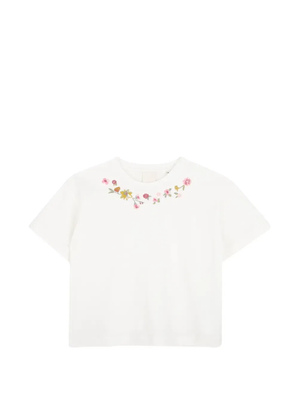 Футболка с цветочной вышивкой Givenchy Kids, белый