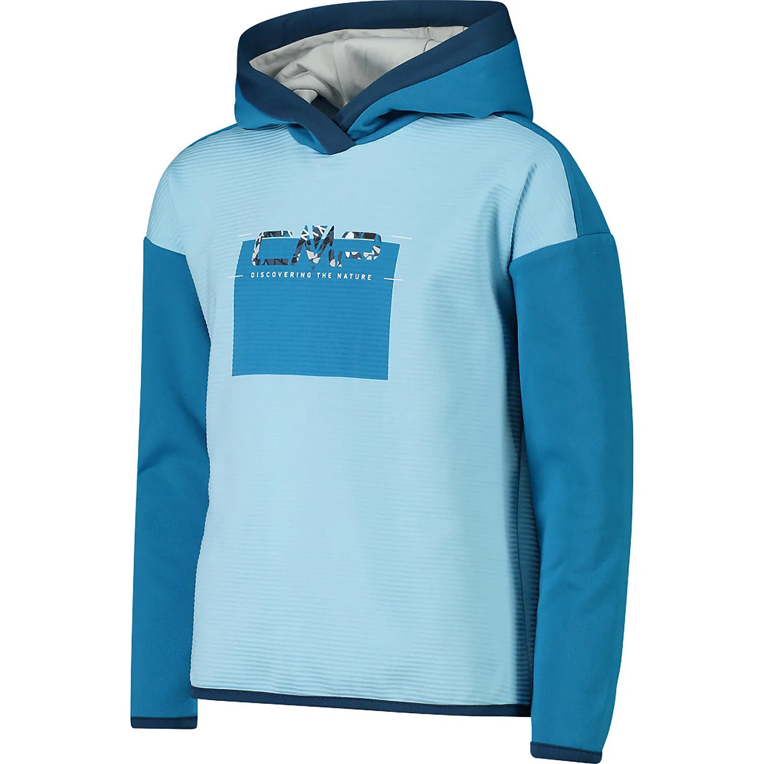 Детское худи с принтом GIRLS SWEAT FIX HOOD STRIPES STRETCH PERFORMANCE Cmp, Pastellblau / Konigsblau / Navyblau — фото 3