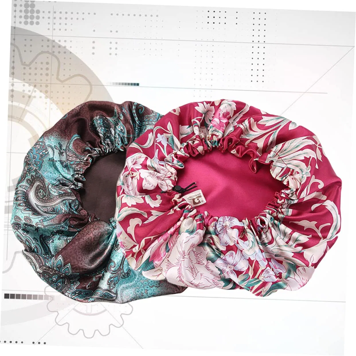 Шапочка для душа Satin, 6 шт, FRCOLOR, 32x32 см, Зеленый и Бордовый — фото 4