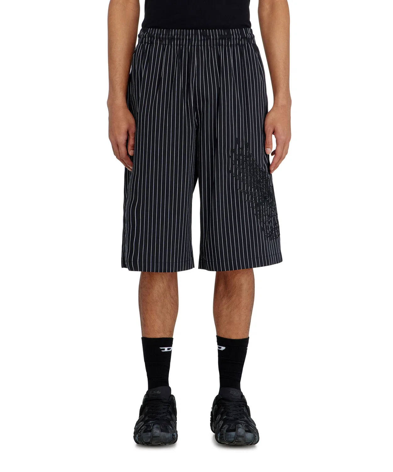 Мужские шорты с полосками P-THEO-SHORT-NJCA DIESEL, Black