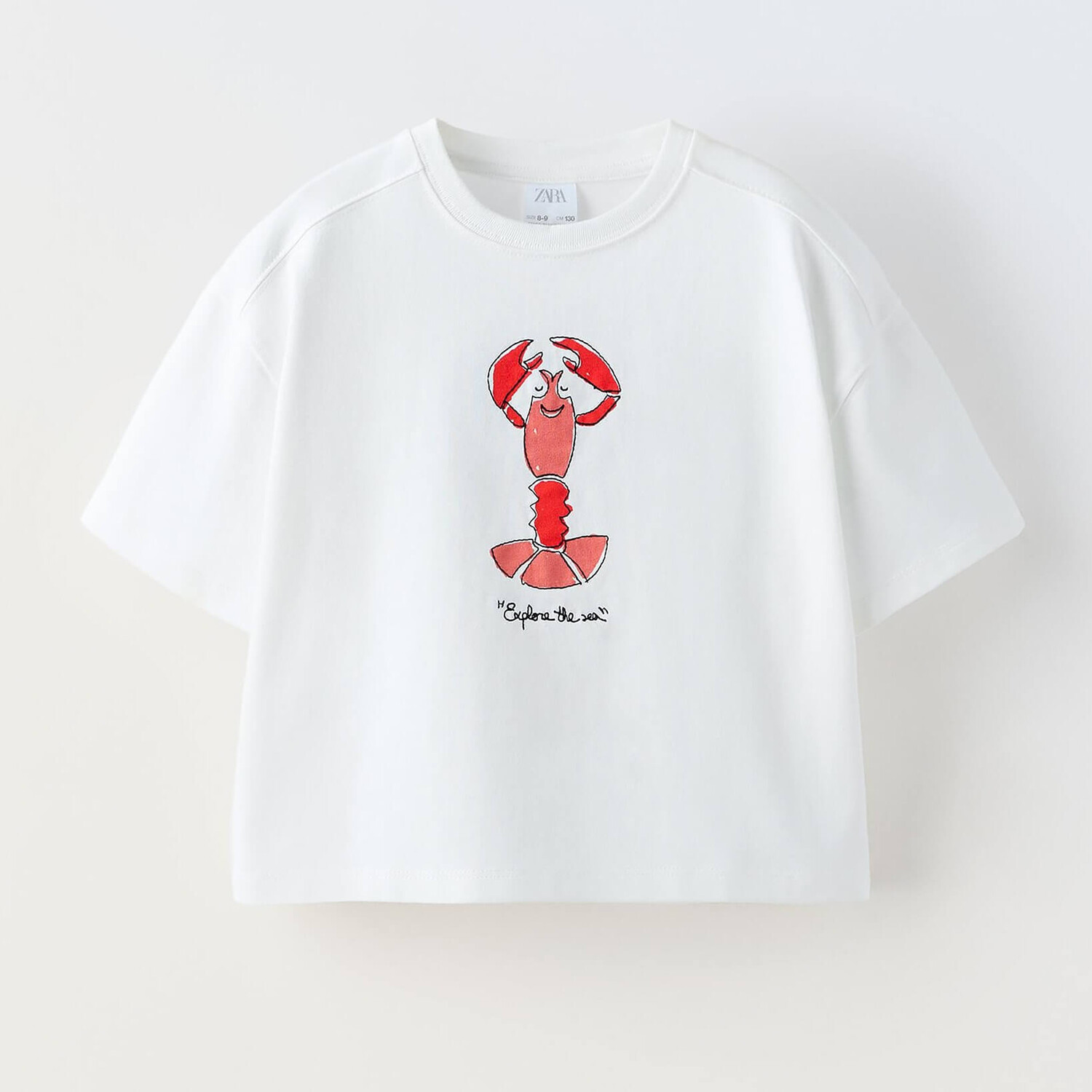 

Футболка Zara Summer Camp Embroidered Lobster, белый