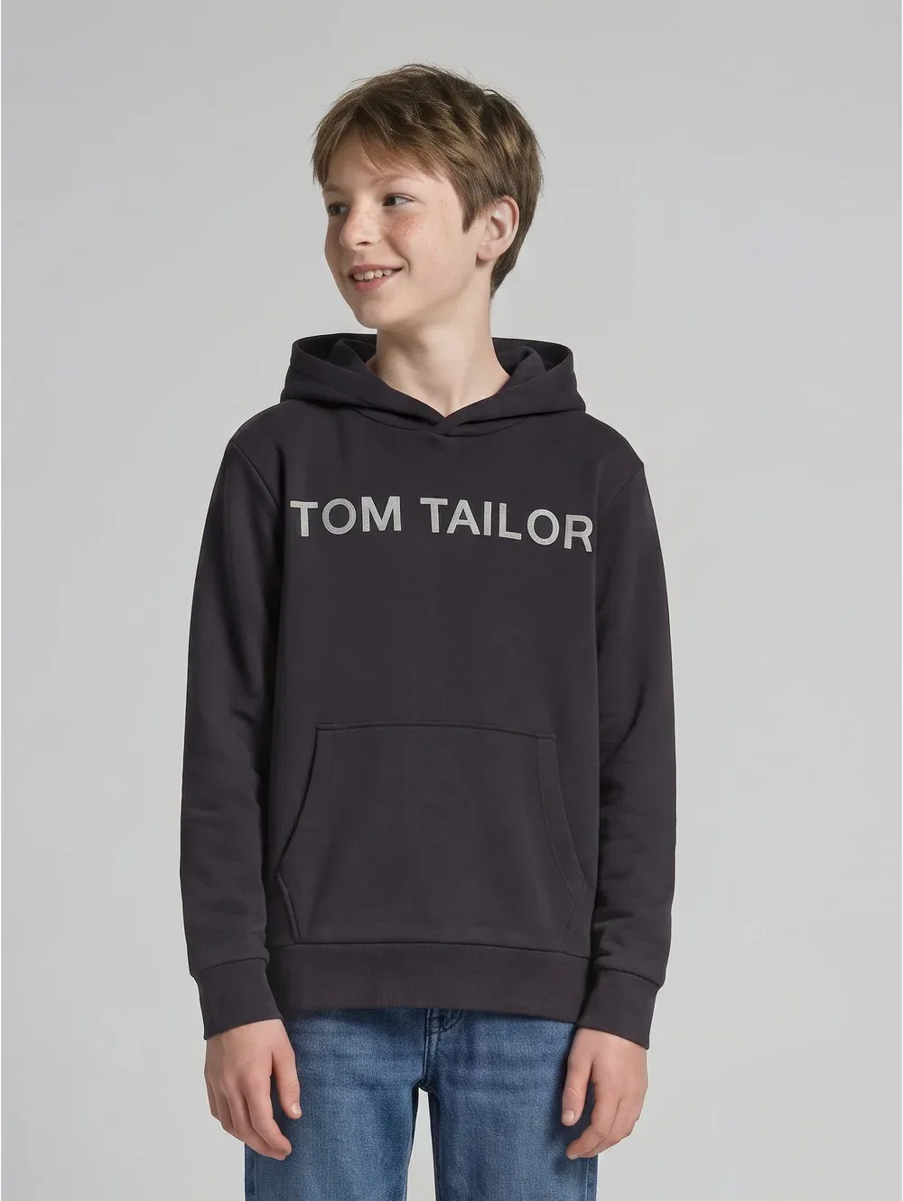 Толстовка Strick & sweatshirts с логотипом Tom Tailor, Coal Grey — фото 2
