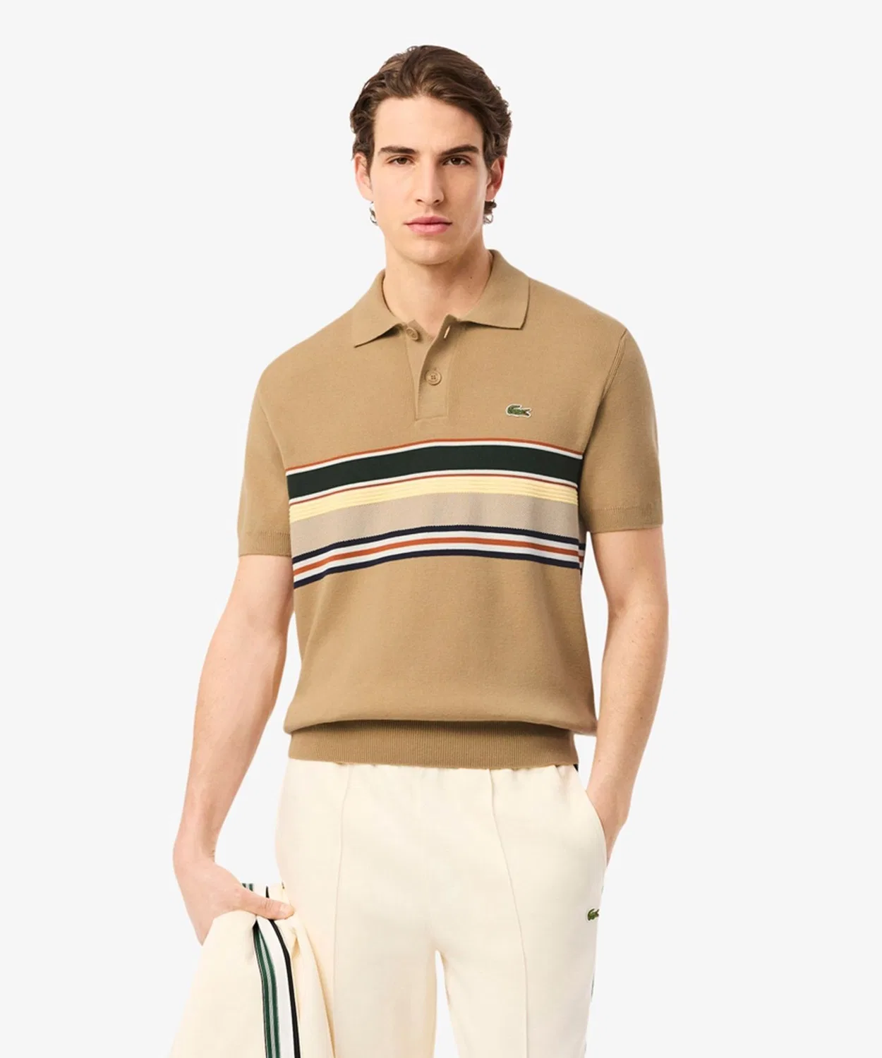 Мужской пуловер поло с принтом LACOSTE, Beige