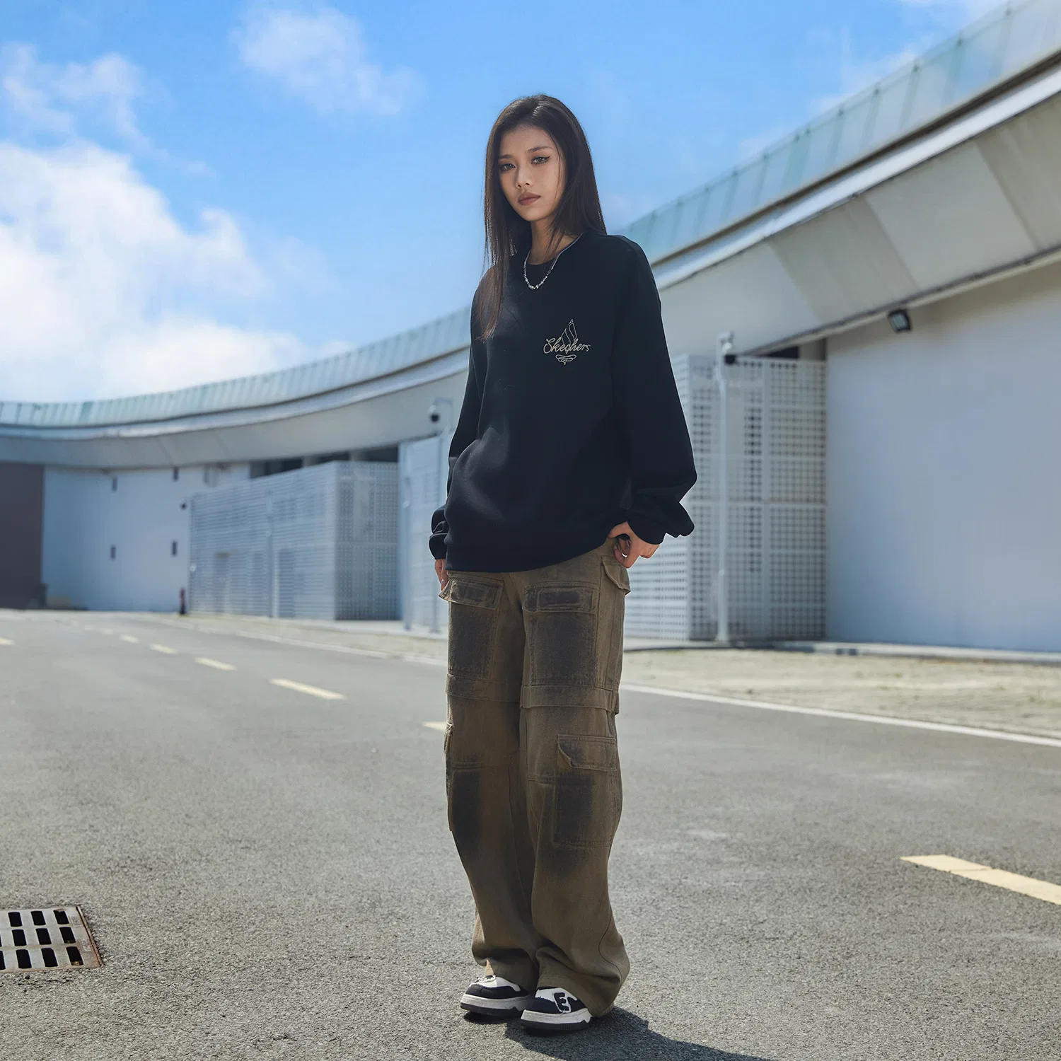 Детский свитшот с круглым вырезом Skechers, Light Gray Yellow — фото 4