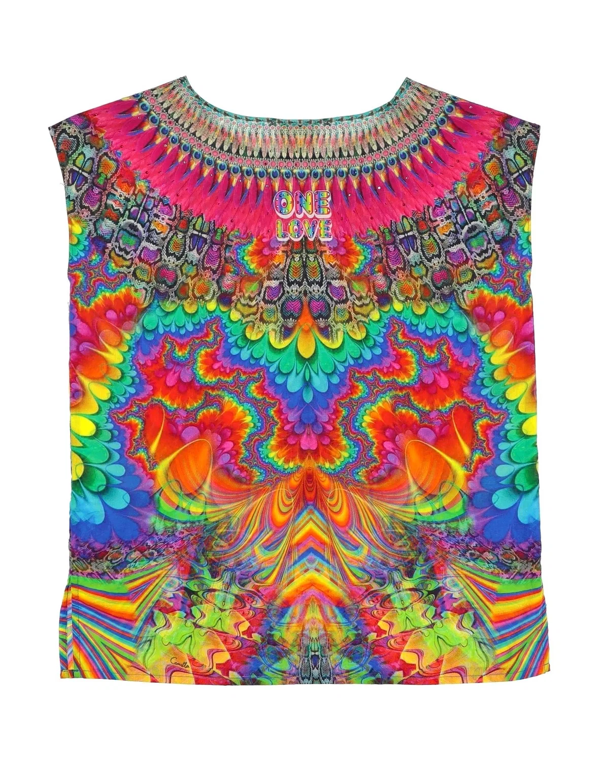 Топ с принтом Snake Skin Crystal Crew Neck Camilla, фиолетовый — фото 2
