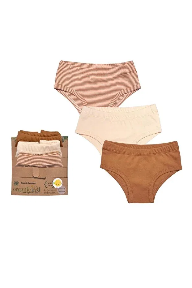 Детский комплект трусов для девочек хлопковый Organickid, Cinnamon-Cream — фото 2