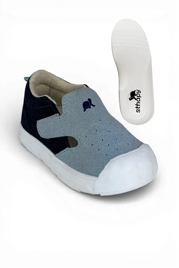 Детские повседневные ортопедические туфли на липучках Sthapy, Navy Blue - Baby Blue — фото 4