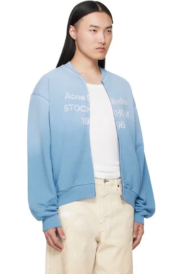 Синий выцветший свитер на молнии Acne Studios — фото 2