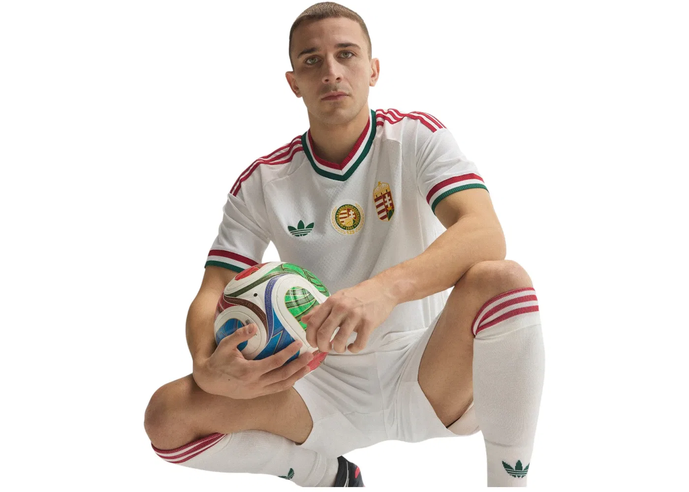 Мужская футбольная джерси с длинным рукавом Hungary 26 Away Authentic Adidas, White