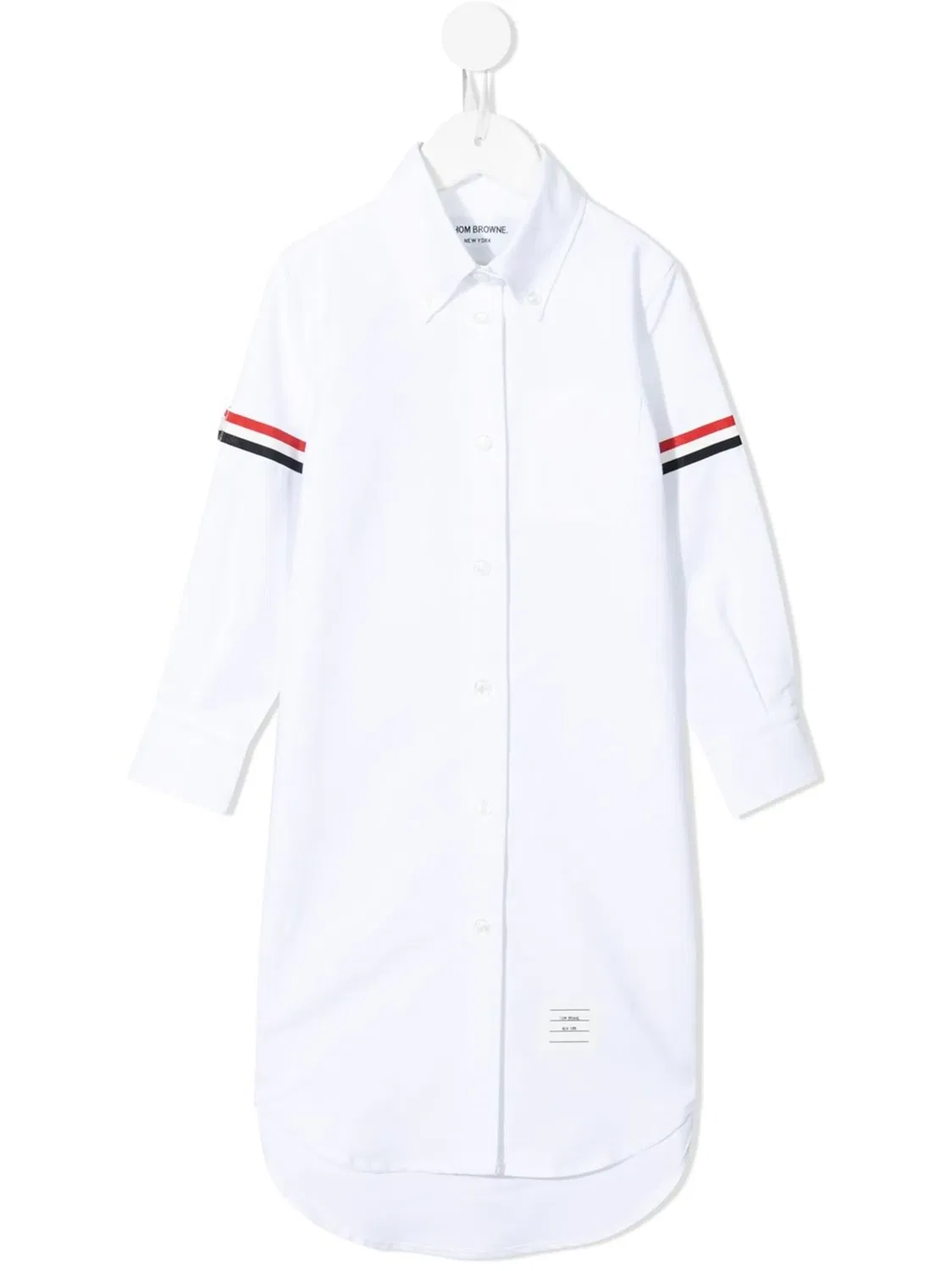 Платье-рубашка с рукавами из оксфордского гроздья Thom Browne, белый
