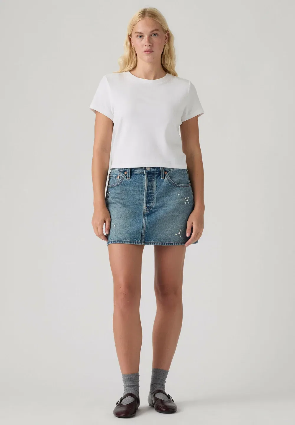 Юбка Icon - юбка А-силуэта Levi'S, Trip On Drip Skirt - Med Indigo - Worn In — фото 2