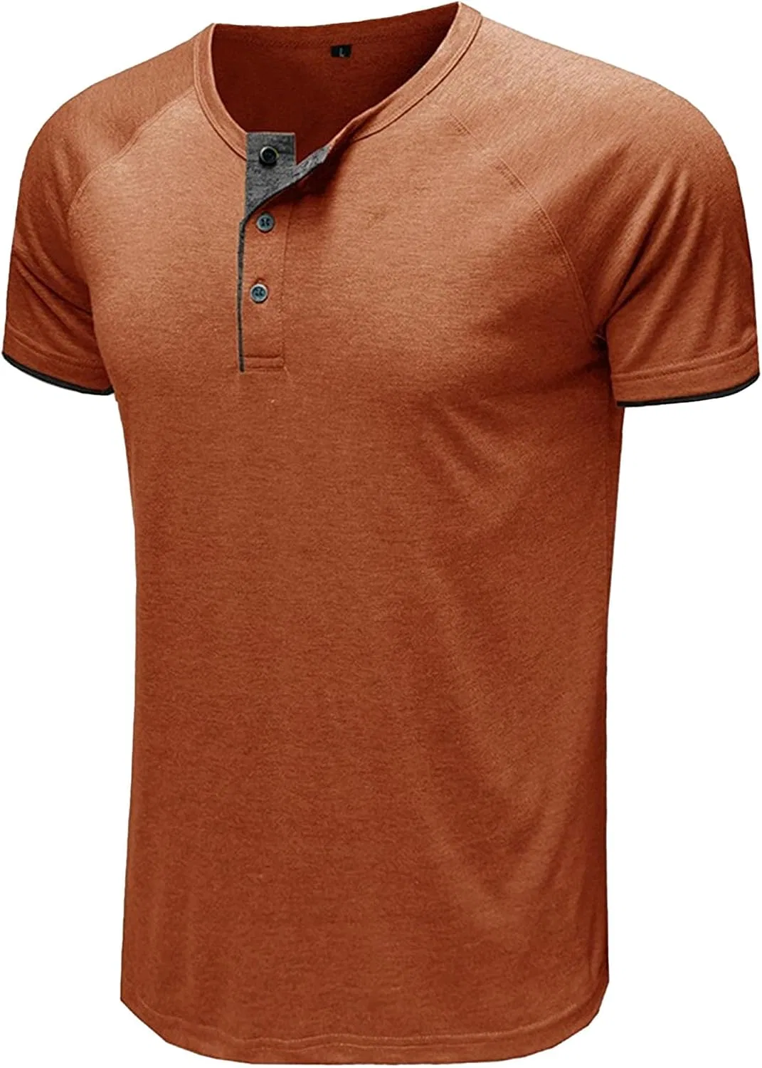 Мужская хлопковая футболка с пуговицами Henley, Red