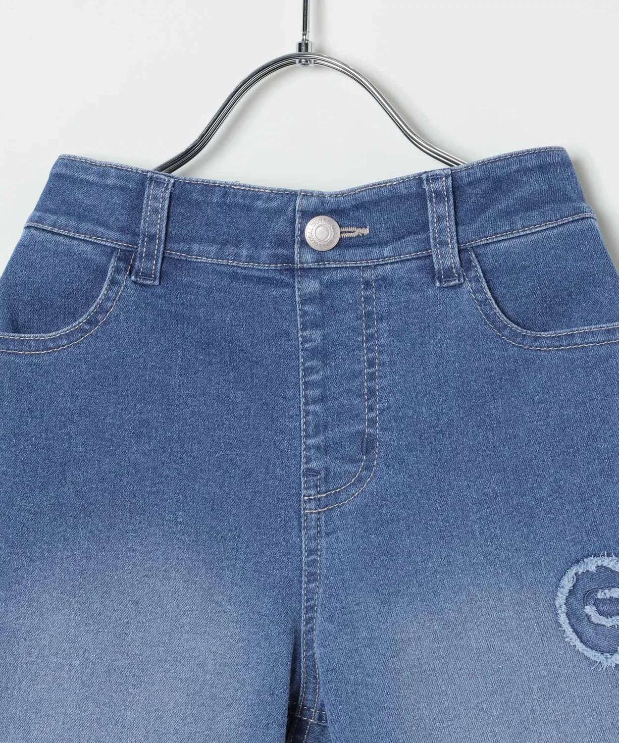 Детские джинсовые брюки-клеш с кружевом GLOBAL WORK, Dark Blue — фото 4